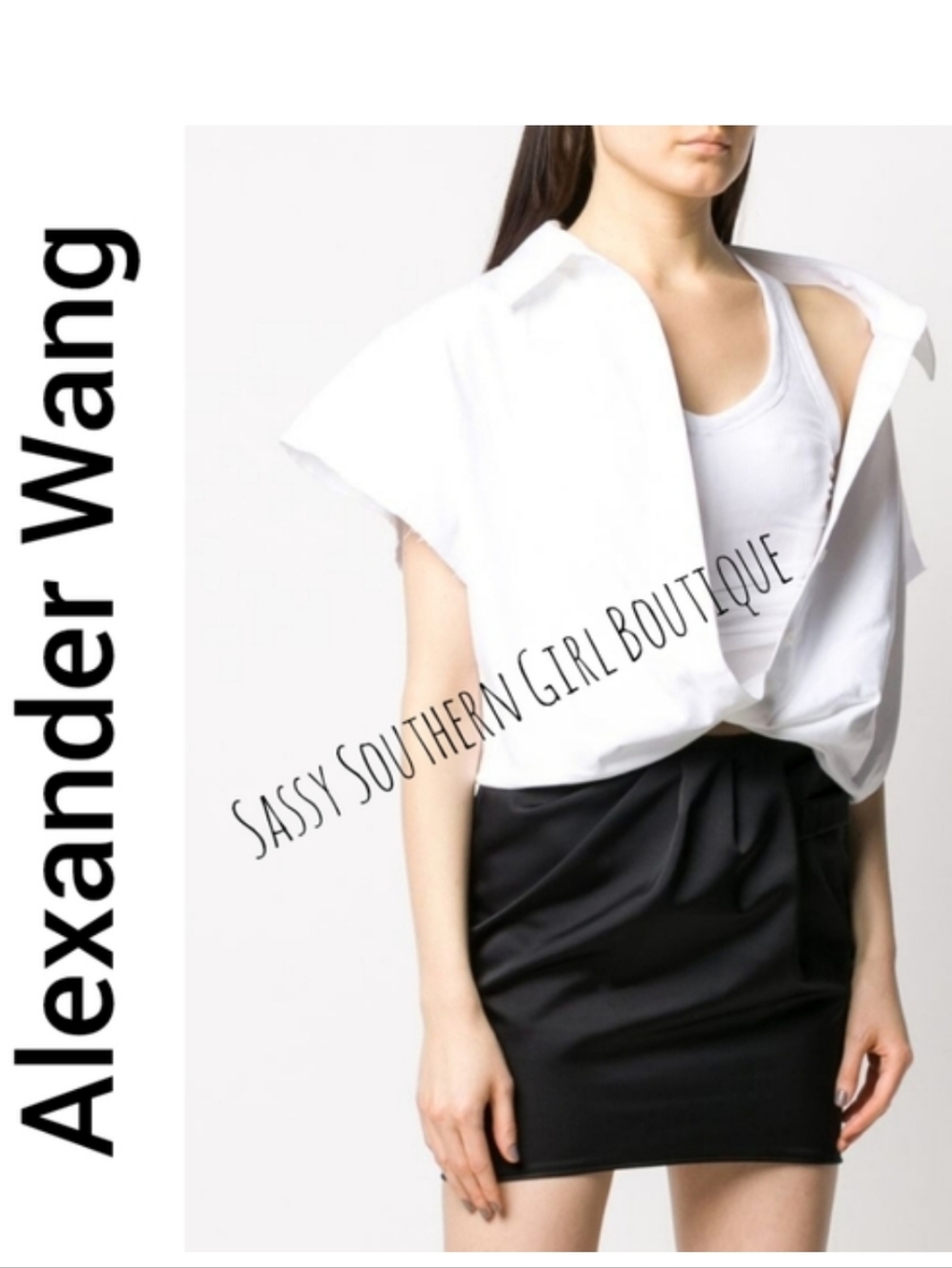 🆕⭐ Alexander Wang 2 in 1 white destruction tank and button down combo